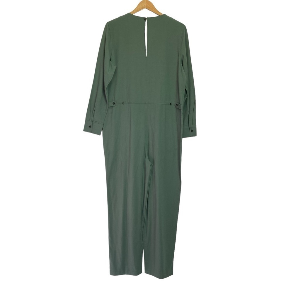 Billy Reid Long Sleeve V-Neck Jumpsuit in Forest Green - Picture 5 of 14
